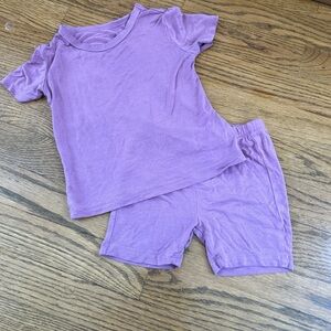 Toddler girls bamboo 2 piece pajama set shorts top lavender purple